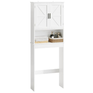 English Elm Over Toilet Bathroom Cabinet Freestanding White Organizer with Adjustable Shelf Open Rack W808P440630