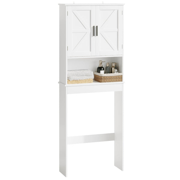 English Elm Over Toilet Bathroom Cabinet Freestanding White Organizer with Adjustable Shelf Open Rack W808P440630