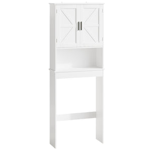 English Elm Over Toilet Bathroom Cabinet Freestanding White Organizer with Adjustable Shelf Open Rack W808P440630