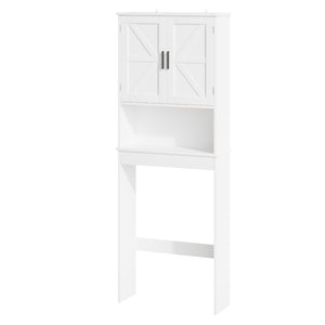 English Elm Over Toilet Bathroom Cabinet Freestanding White Organizer with Adjustable Shelf Open Rack W808P440630