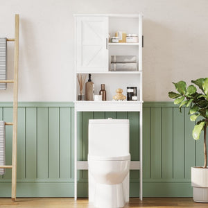 English Elm Over Toilet Bathroom Cabinet Freestanding White Organizer with Adjustable Shelf Open Rack W808P440630