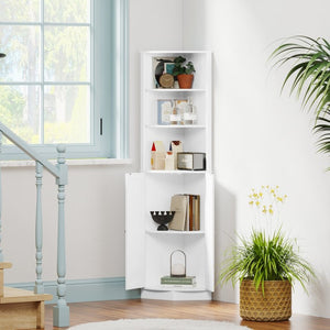 English Elm 67" Corner Storage Cabinet Freestanding Mdf Unit with Open Shelves for Any Room W808P447216
