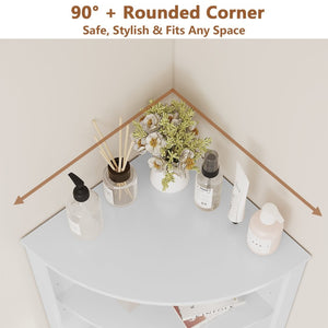 English Elm 67" Corner Storage Cabinet Freestanding Mdf Unit with Open Shelves for Any Room W808P447216