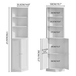 English Elm 67" Corner Storage Cabinet Freestanding Mdf Unit with Open Shelves for Any Room W808P447216