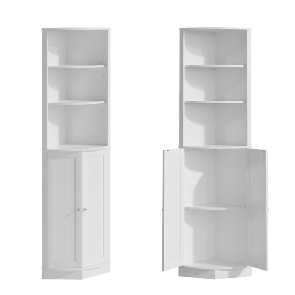 English Elm 67" Corner Storage Cabinet Freestanding Mdf Unit with Open Shelves for Any Room W808P447216