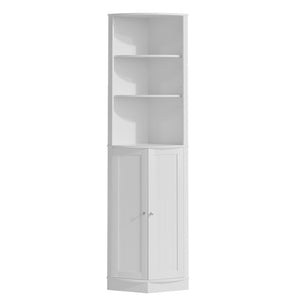 English Elm 67" Corner Storage Cabinet Freestanding Mdf Unit with Open Shelves for Any Room W808P447216