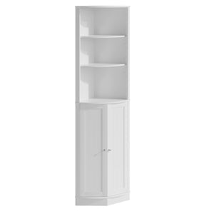 English Elm 67" Corner Storage Cabinet Freestanding Mdf Unit with Open Shelves for Any Room W808P447216