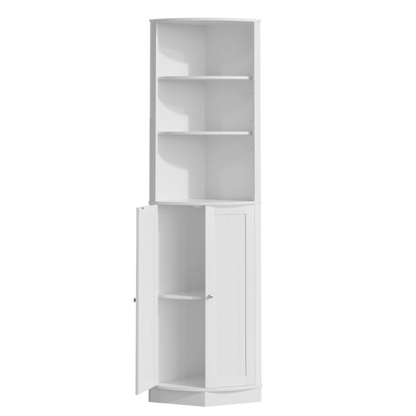 English Elm 67" Corner Storage Cabinet Freestanding Mdf Unit with Open Shelves for Any Room W808P447216