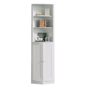 English Elm 67" Corner Storage Cabinet Freestanding Mdf Unit with Open Shelves for Any Room W808P447216