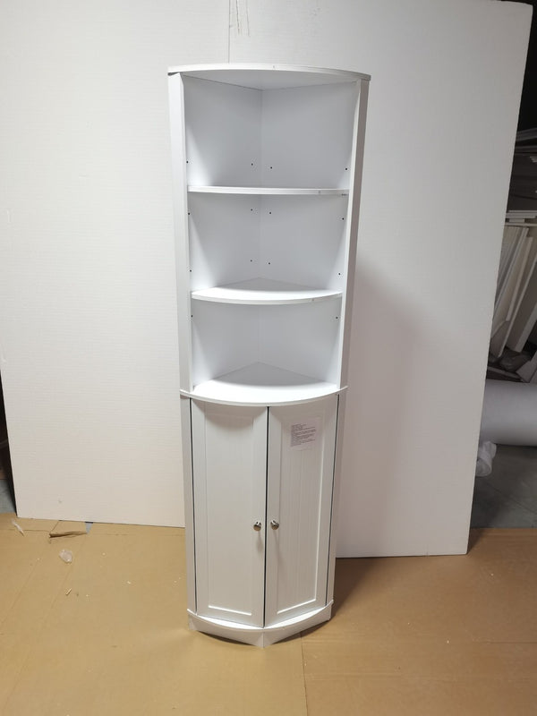 English Elm 67" Corner Storage Cabinet Freestanding Mdf Unit with Open Shelves for Any Room W808P447216