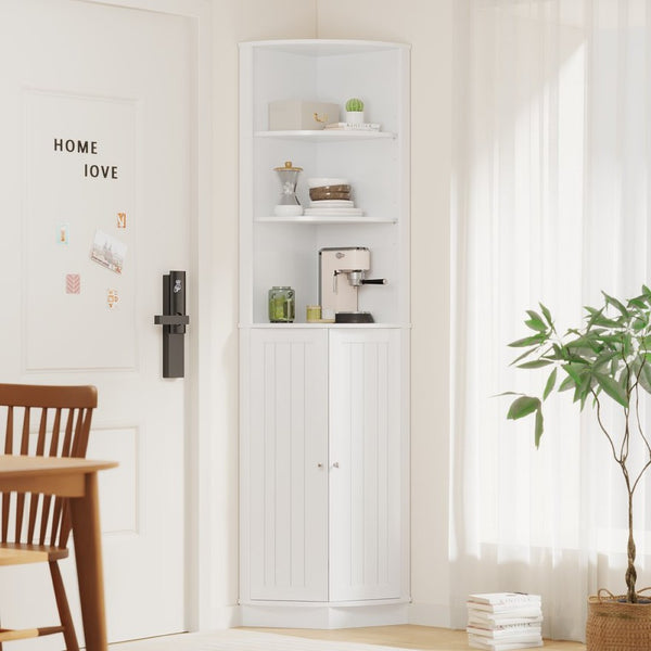 English Elm 67" Corner Storage Cabinet Freestanding Mdf Unit with Open Shelves for Any Room W808P447216