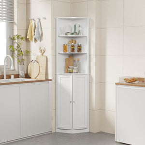 English Elm 67" Corner Storage Cabinet Freestanding Mdf Unit with Open Shelves for Any Room W808P447216