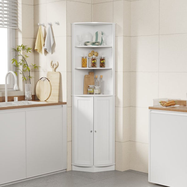 English Elm 67" Corner Storage Cabinet Freestanding Mdf Unit with Open Shelves for Any Room W808P447216