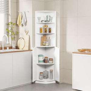 English Elm 67" Corner Storage Cabinet Freestanding Mdf Unit with Open Shelves for Any Room W808P447216