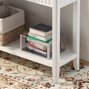 English Elm 29.53" Matte Finish Slim Wood Console Table with Drawers Open Shelf Entryway Hallway White W808P475144