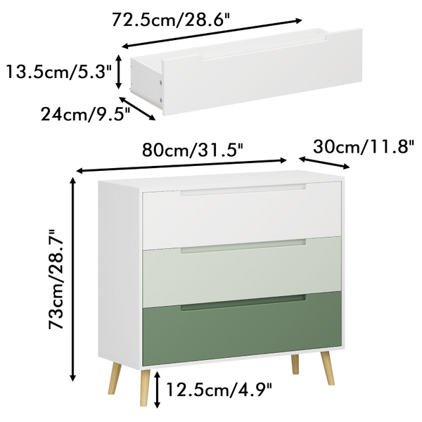 English Elm Dcw26010-S Sage Green 3 Drawer Compact Dresser with Euro Glides for Nursery Rooms W808P475145