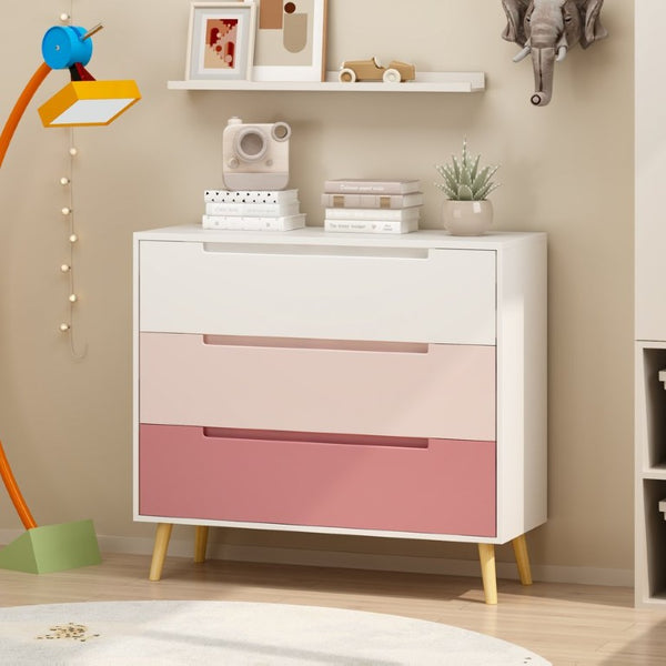 English Elm Dcw26010-P Three Drawer Pink Dresser with Euro Glides for Nursery or Kids Bedroom W808P475146