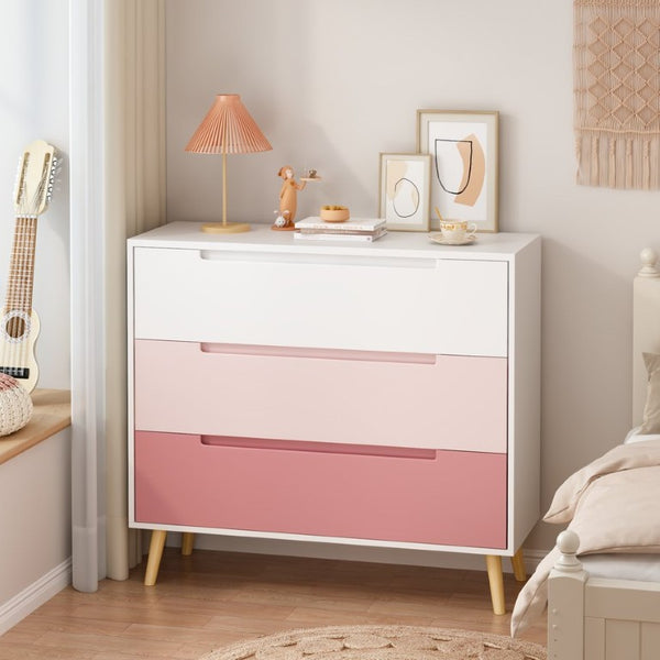 English Elm Dcw26010-P Three Drawer Pink Dresser with Euro Glides for Nursery or Kids Bedroom W808P475146