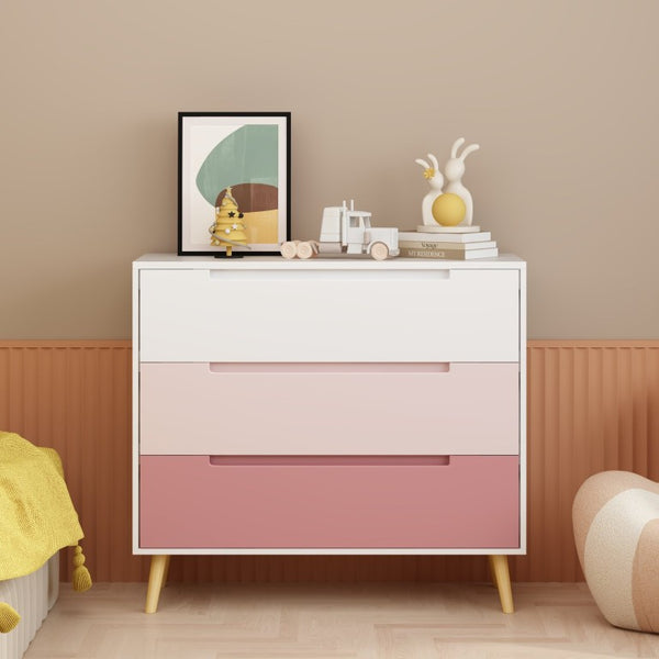 English Elm Dcw26010-P Three Drawer Pink Dresser with Euro Glides for Nursery or Kids Bedroom W808P475146