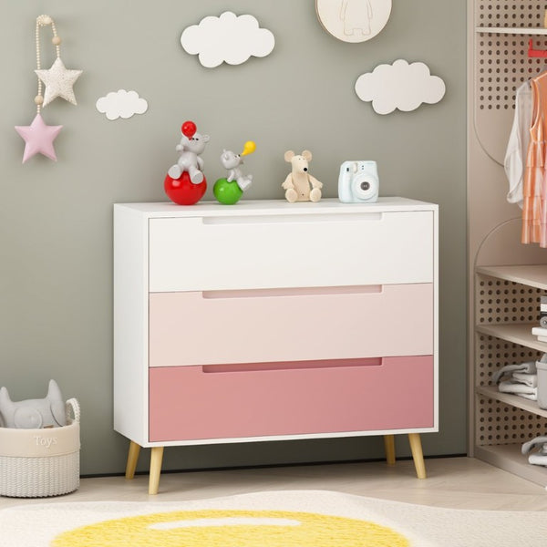 English Elm Dcw26010-P Three Drawer Pink Dresser with Euro Glides for Nursery or Kids Bedroom W808P475146
