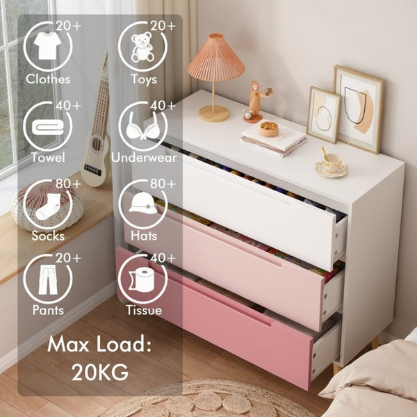 English Elm Dcw26010-P Three Drawer Pink Dresser with Euro Glides for Nursery or Kids Bedroom W808P475146