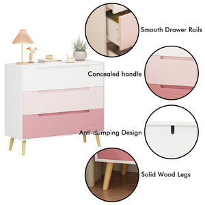 English Elm Dcw26010-P Three Drawer Pink Dresser with Euro Glides for Nursery or Kids Bedroom W808P475146