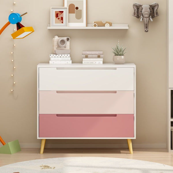 English Elm Dcw26010-P Three Drawer Pink Dresser with Euro Glides for Nursery or Kids Bedroom W808P475146