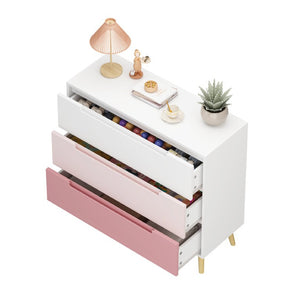 English Elm Dcw26010-P Three Drawer Pink Dresser with Euro Glides for Nursery or Kids Bedroom W808P475146
