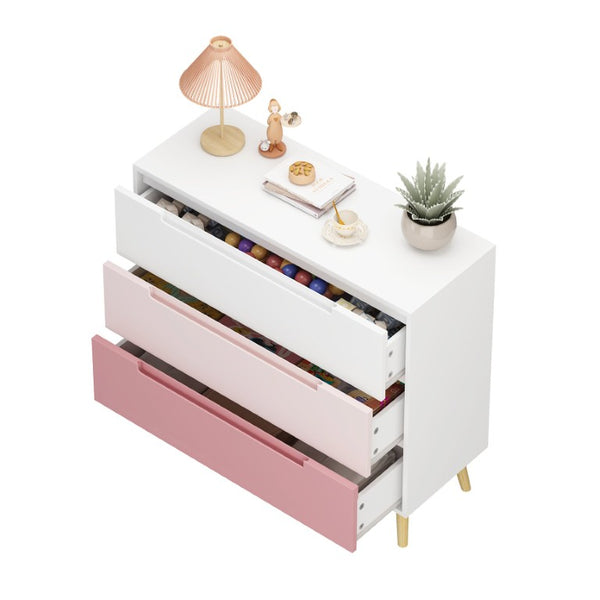 English Elm Dcw26010-P Three Drawer Pink Dresser with Euro Glides for Nursery or Kids Bedroom W808P475146