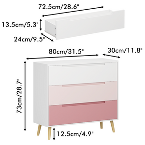 English Elm Dcw26010-P Three Drawer Pink Dresser with Euro Glides for Nursery or Kids Bedroom W808P475146
