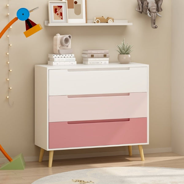 English Elm Dcw26010-P Three Drawer Pink Dresser with Euro Glides for Nursery or Kids Bedroom W808P475146
