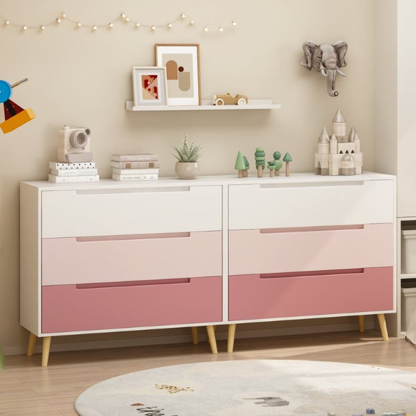 English Elm Dcw26010-P Three Drawer Pink Dresser with Euro Glides for Nursery or Kids Bedroom W808P475146