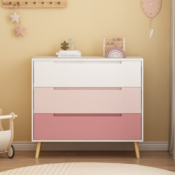 English Elm Dcw26010-P Three Drawer Pink Dresser with Euro Glides for Nursery or Kids Bedroom W808P475146