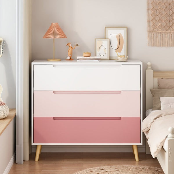 English Elm Dcw26010-P Three Drawer Pink Dresser with Euro Glides for Nursery or Kids Bedroom W808P475146