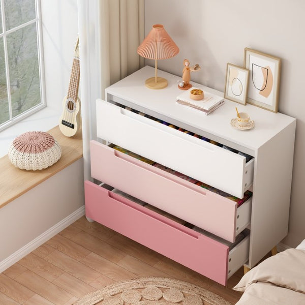 English Elm Dcw26010-P Three Drawer Pink Dresser with Euro Glides for Nursery or Kids Bedroom W808P475146