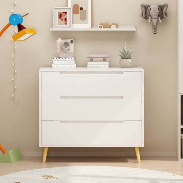 English Elm Dcw26010-W Three Drawer White Dresser with Euro Glides for Kids or Guest Rooms W808P475147