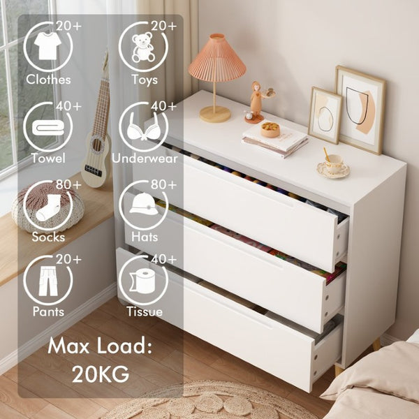 English Elm Dcw26010-W Three Drawer White Dresser with Euro Glides for Kids or Guest Rooms W808P475147