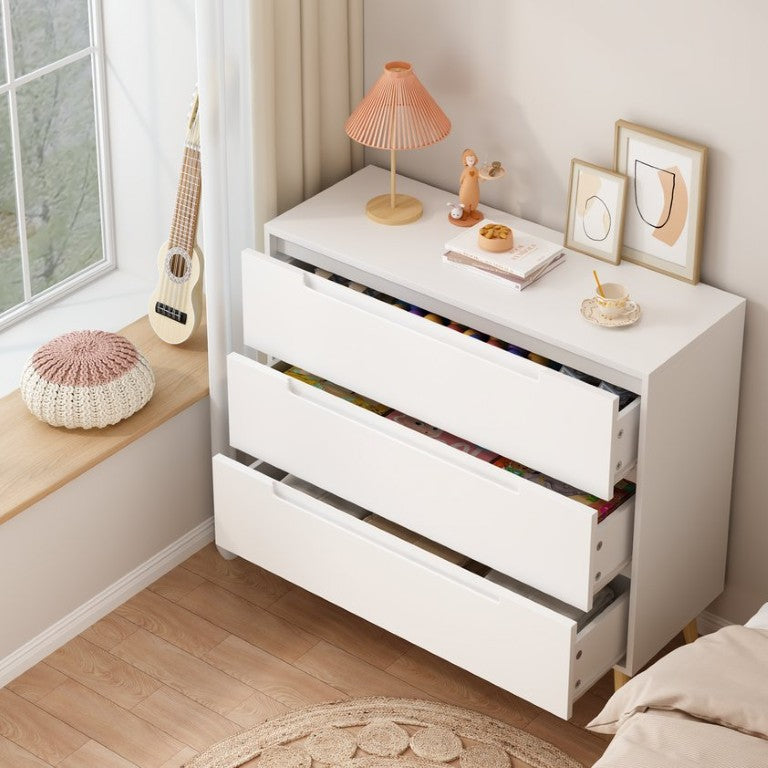 English Elm Dcw26010-W Three Drawer White Dresser with Euro Glides for Kids or Guest Rooms W808P475147