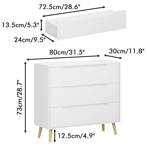 English Elm Dcw26010-W Three Drawer White Dresser with Euro Glides for Kids or Guest Rooms W808P475147