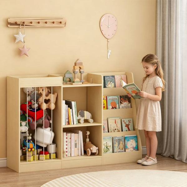 English Elm 3-In-1 Kids Montessori Bookshelf with Toy and Stuffed Animal Storage for Nursery Playroom W808P477205