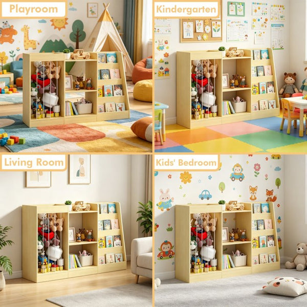 English Elm 3-In-1 Kids Montessori Bookshelf with Toy and Stuffed Animal Storage for Nursery Playroom W808P477205