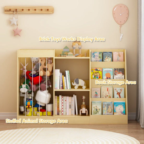 English Elm 3-In-1 Kids Montessori Bookshelf with Toy and Stuffed Animal Storage for Nursery Playroom W808P477205