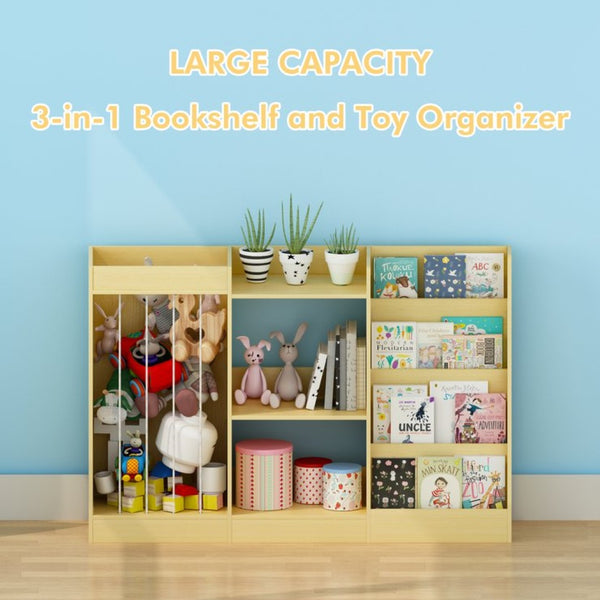 English Elm 3-In-1 Kids Montessori Bookshelf with Toy and Stuffed Animal Storage for Nursery Playroom W808P477205