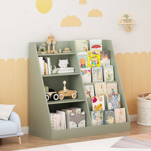 English Elm Kids Four Tier MDF Bookcase with Toy Storage Bins for Nursery and Playroom W808P478072