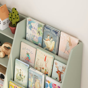 English Elm Kids Four Tier MDF Bookcase with Toy Storage Bins for Nursery and Playroom W808P478072