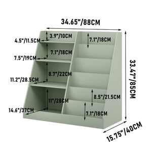 English Elm Kids Four Tier MDF Bookcase with Toy Storage Bins for Nursery and Playroom W808P478072