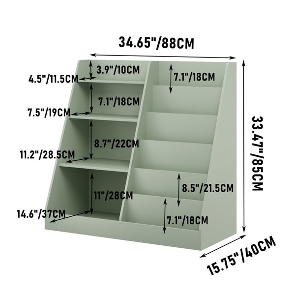 English Elm Kids Four Tier MDF Bookcase with Toy Storage Bins for Nursery and Playroom W808P478072
