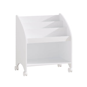 English Elm Kids Rolling Front Display Bookcase 3 Tier MDF Organizer for Playroom and Nursery W808P478304