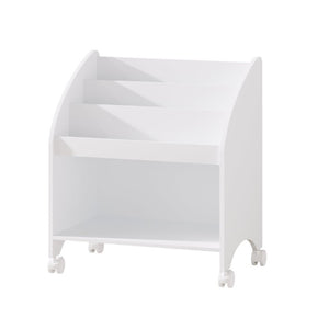 English Elm Kids Rolling Front Display Bookcase 3 Tier MDF Organizer for Playroom and Nursery W808P478304