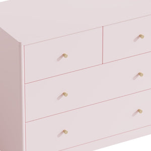 English Elm Pink Wooden 4-drawer Kids Dresser with Brass Pulls for Nursery or Toddler Room W808P481578